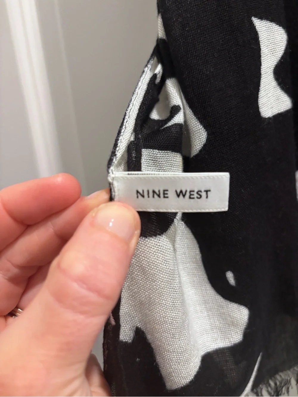 Nine West Black and White Floral Wrap Scarf